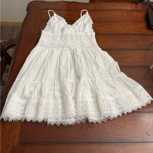 Aqua White‎ Lace Inset Mini Trim Sundress